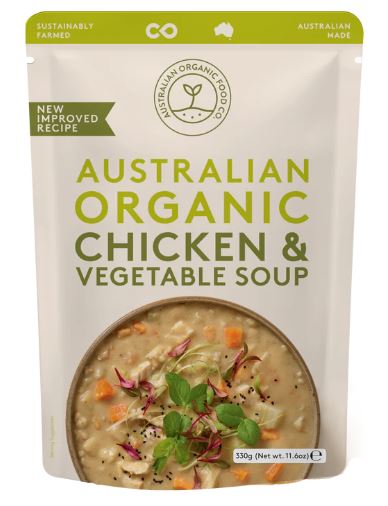 AUST Organic Food Co., Chicken and Vegetable Soup, GMO Free and No Artificials, 330g